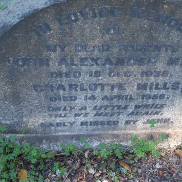 MILLS John Alexander -1935 &amp; Charlotte -1956 :: MILLS Samuel George -1918 
