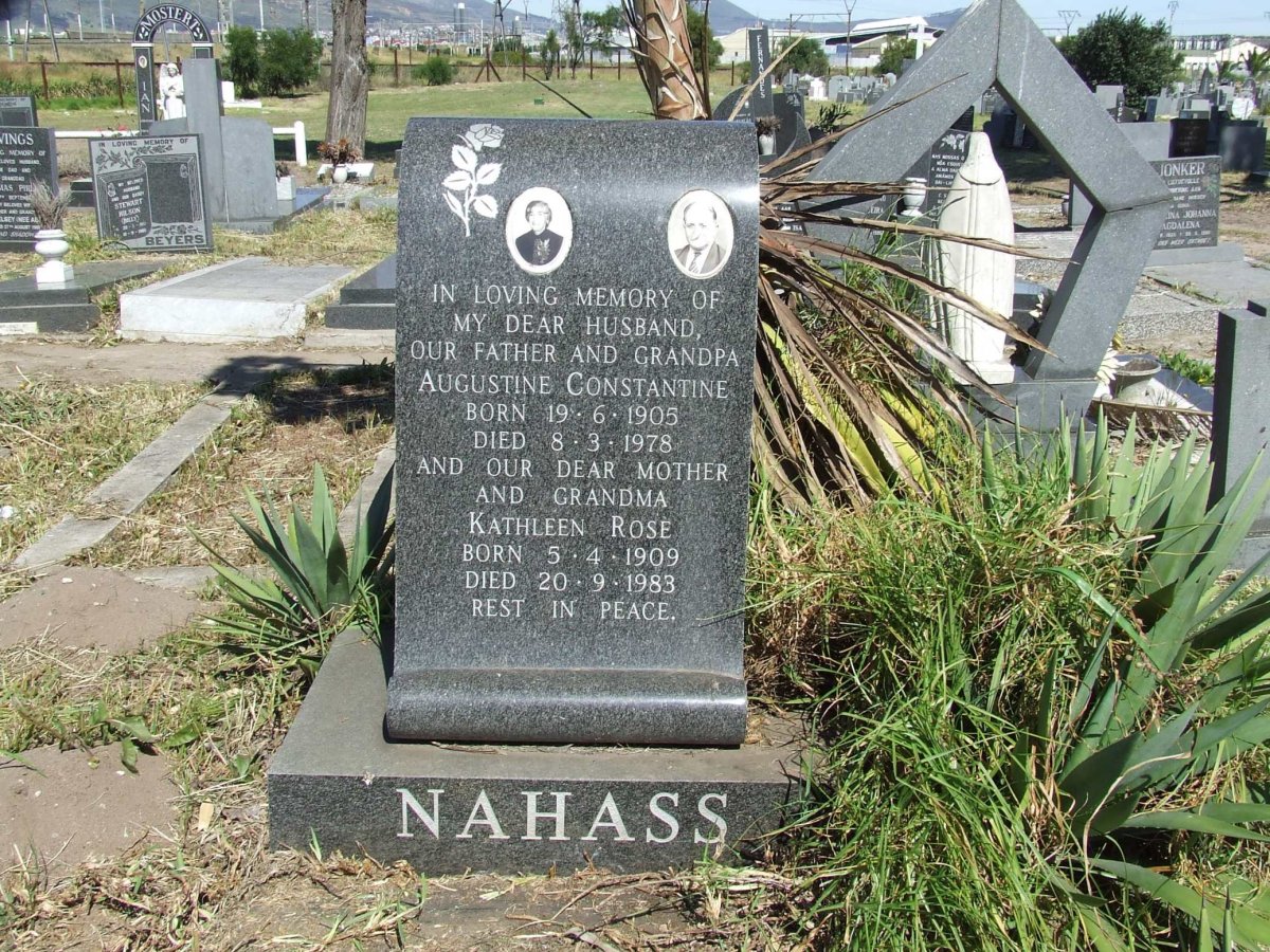 NAHASS Augustine Constantine 1905-1978 &amp; Kathleen Rose 1909-1983