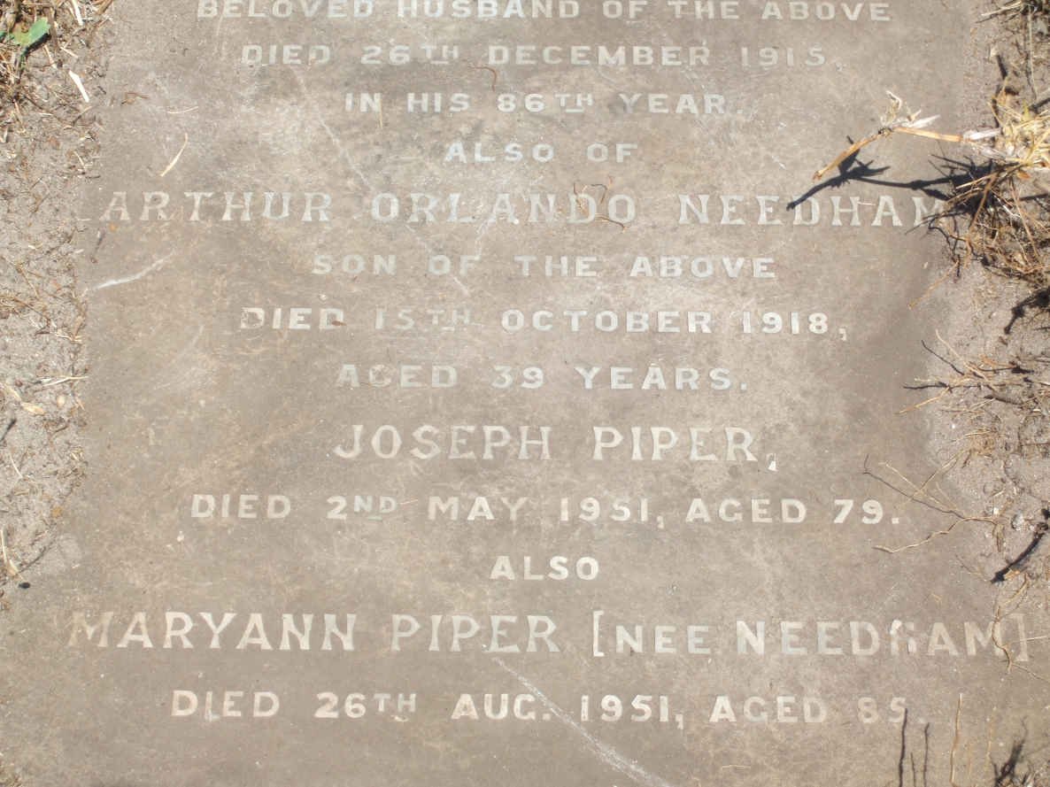 NEEDHAM Arthur Orlando -1918 :: PIPER Joseph -1951 &amp; Maryann NEEDHAM -1951