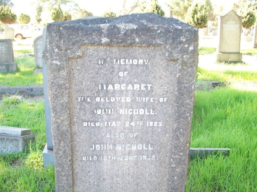 NICHOLL John -1952 &amp; Margaret -1925
