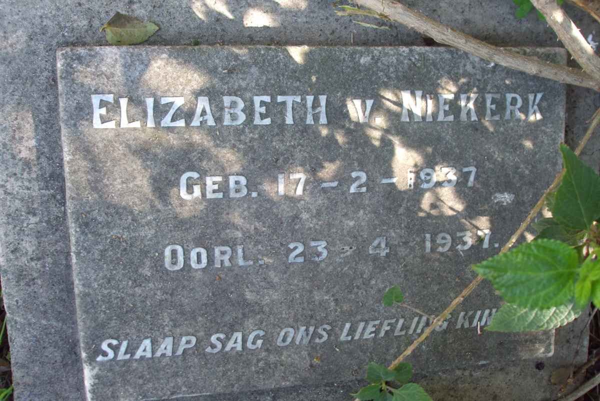 NIEKERK Elizabeth, van 1937-1937