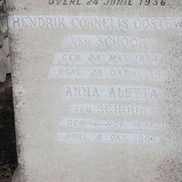 SCHOOR Hendrik Cornelis Oostewald, van 1894-1984 :: SCHOOR Anna Aletta, van 1893-1986