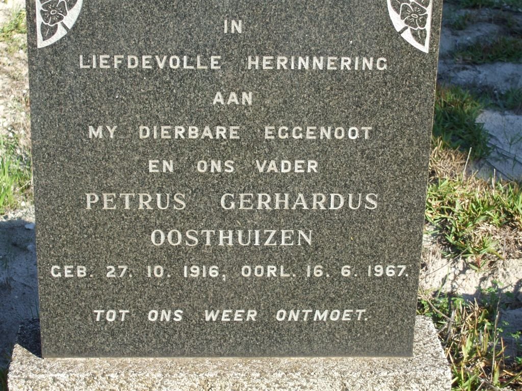 OOSTHUIZEN Petrus Gerhardus 1916-1967