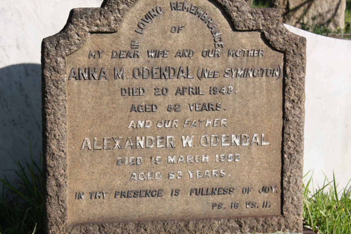 ODENDAL Alexander W. -1953 &amp; Anna M. SYMINGTON -1948