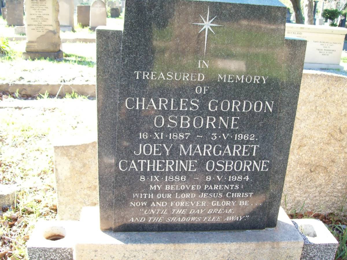 OSBORNE Charles Gordon 1887-1962 &amp; Joey Margaret Catherine 1886-1984