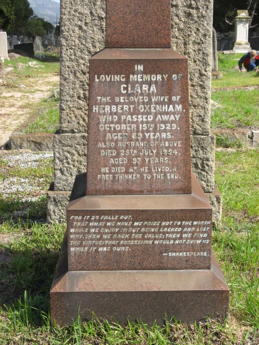 OXENHAM Herbert -1954 &amp; Clara -1929