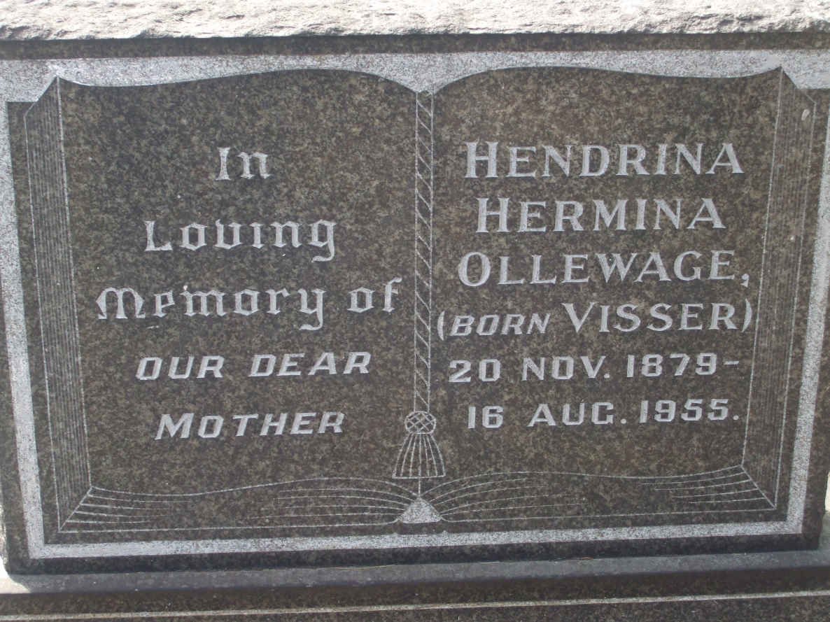 OLLEWAGE Hendrina Hermina nee VISSER 1879-1955