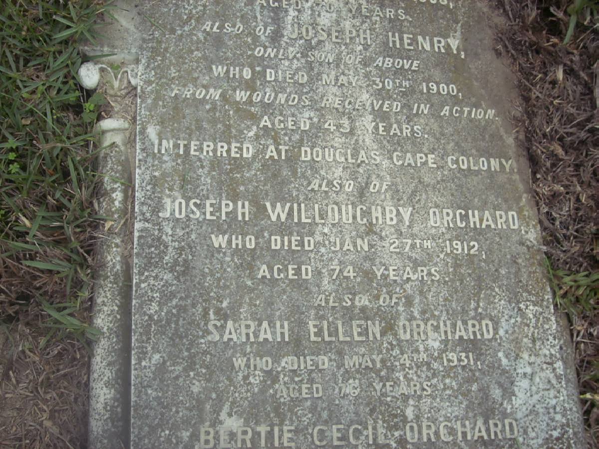 ORCHARD Joseph Henry -1900 :: ORCHARD Joseph Willoughby -1912 :: ORCHARD Sarah Ellen -1931 :: ORCHARD Bertie Cecil -1932