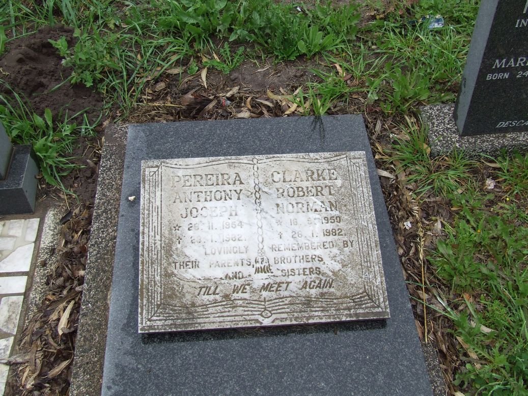 PEREIRA Anthony Joseph 1964-1982 :: CLARKE Robert Norman 1950-1982