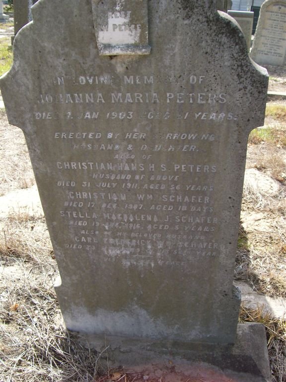 PETERS Christian Hans -1911 &amp; Johanna Maria -1903