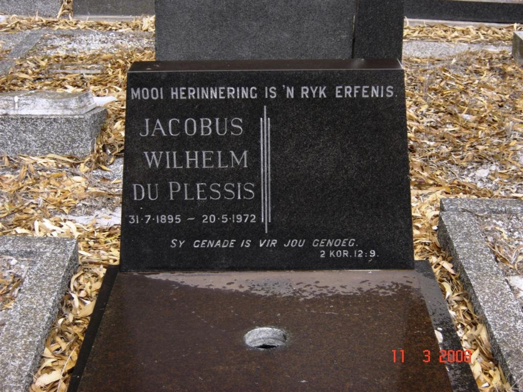 PLESSIS Jacobus Wilhelm_ du 1895-1972