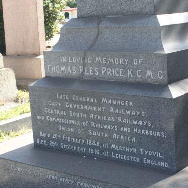 PRICE Thomas Rees K.G.M.C. 1848-1916