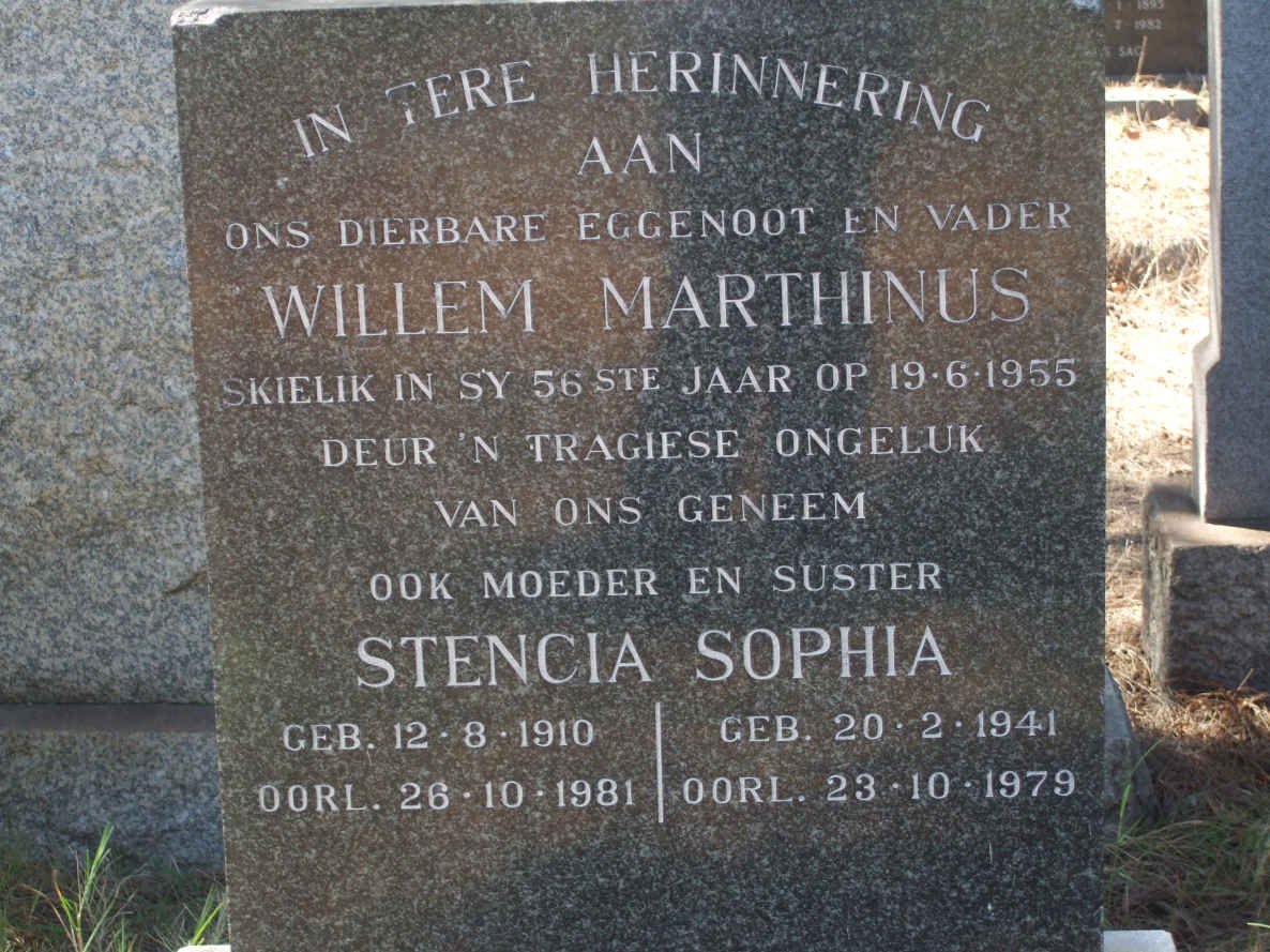 PRINSLOO Willem Marthinus -1955 &amp; Stencia 1910-1981 ::PRINSLOO Sophia 1941-1979