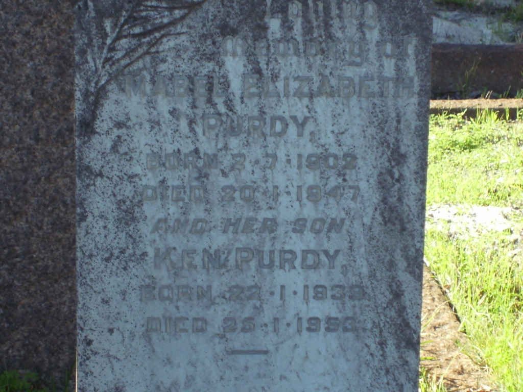 PURDY Mabel Elizabeth 1902-1947  :: PURDY Ken 1939-1953