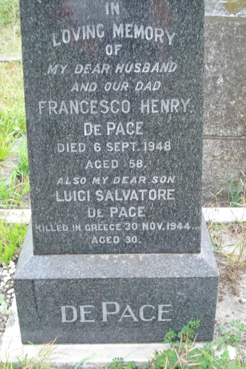 PACE Francesco Henry, de -1948 :: DE PACE Luigi Salvatore -1944