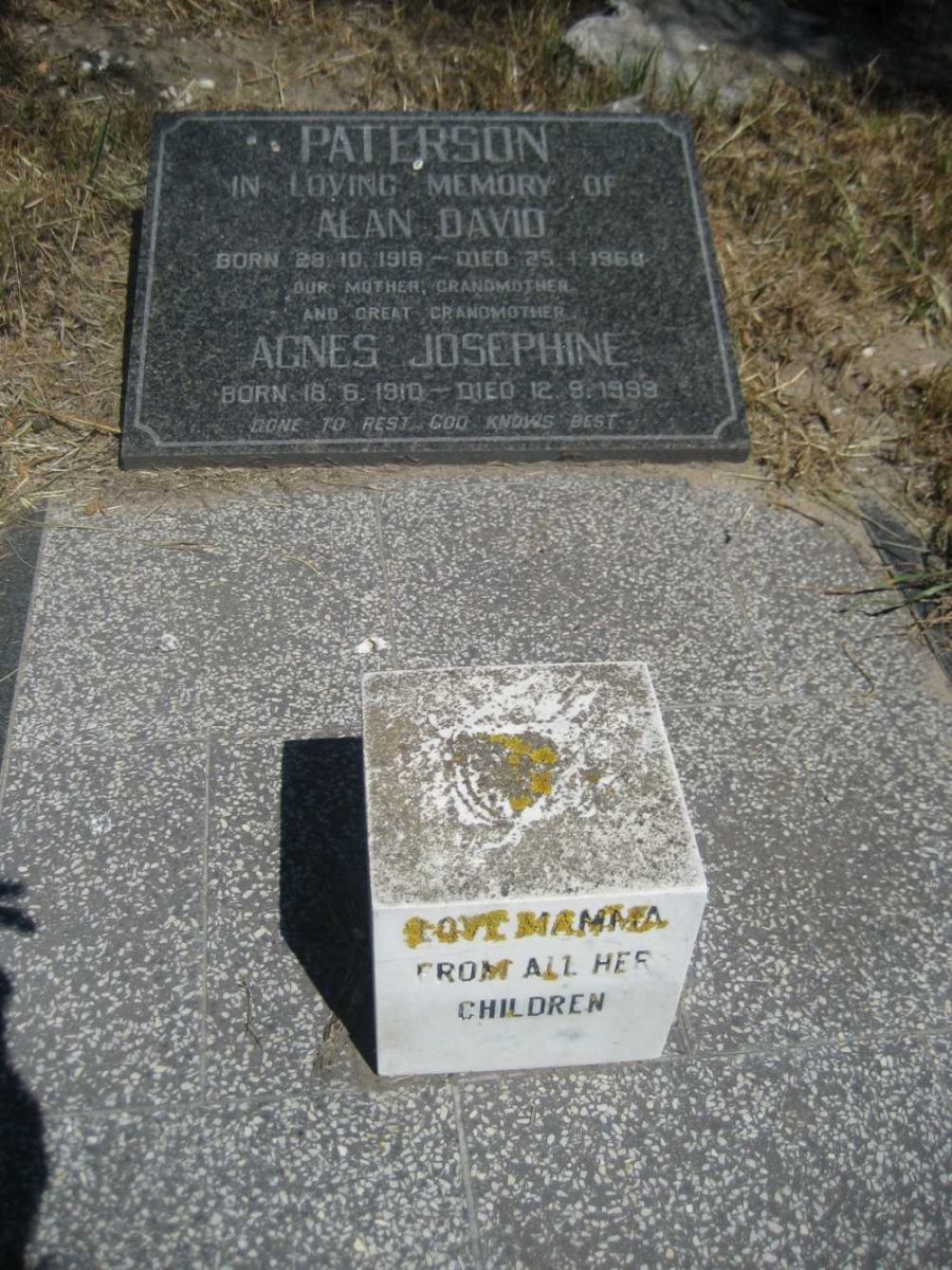 PATERSON Alan David 1918-1968 &amp; Agnes Josephine 1910-1999