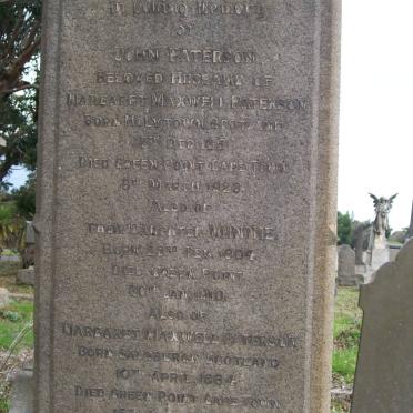 PATTERSON John 1851-1928 &amp; Margaret MAXWELL 1864-? :: PATTERSON Minnie -1910
