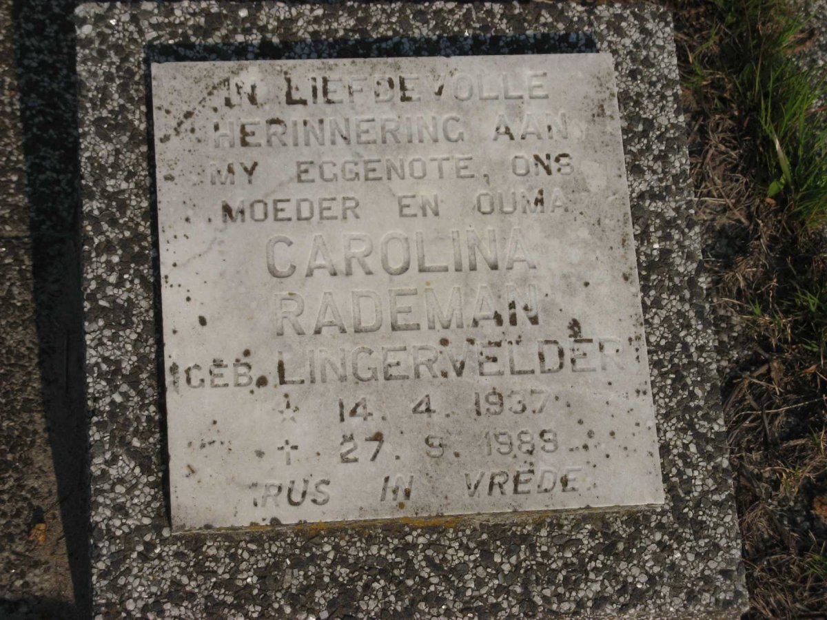RADEMAN Carolina nee LINGERVELDER 1937-1989