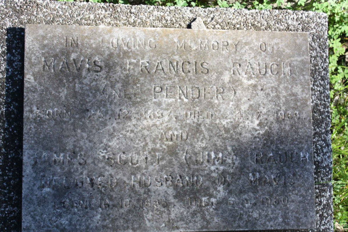 RAUCH James Scott 1895-1980 &amp;  Mavis Francis  PENDER 1897-1969