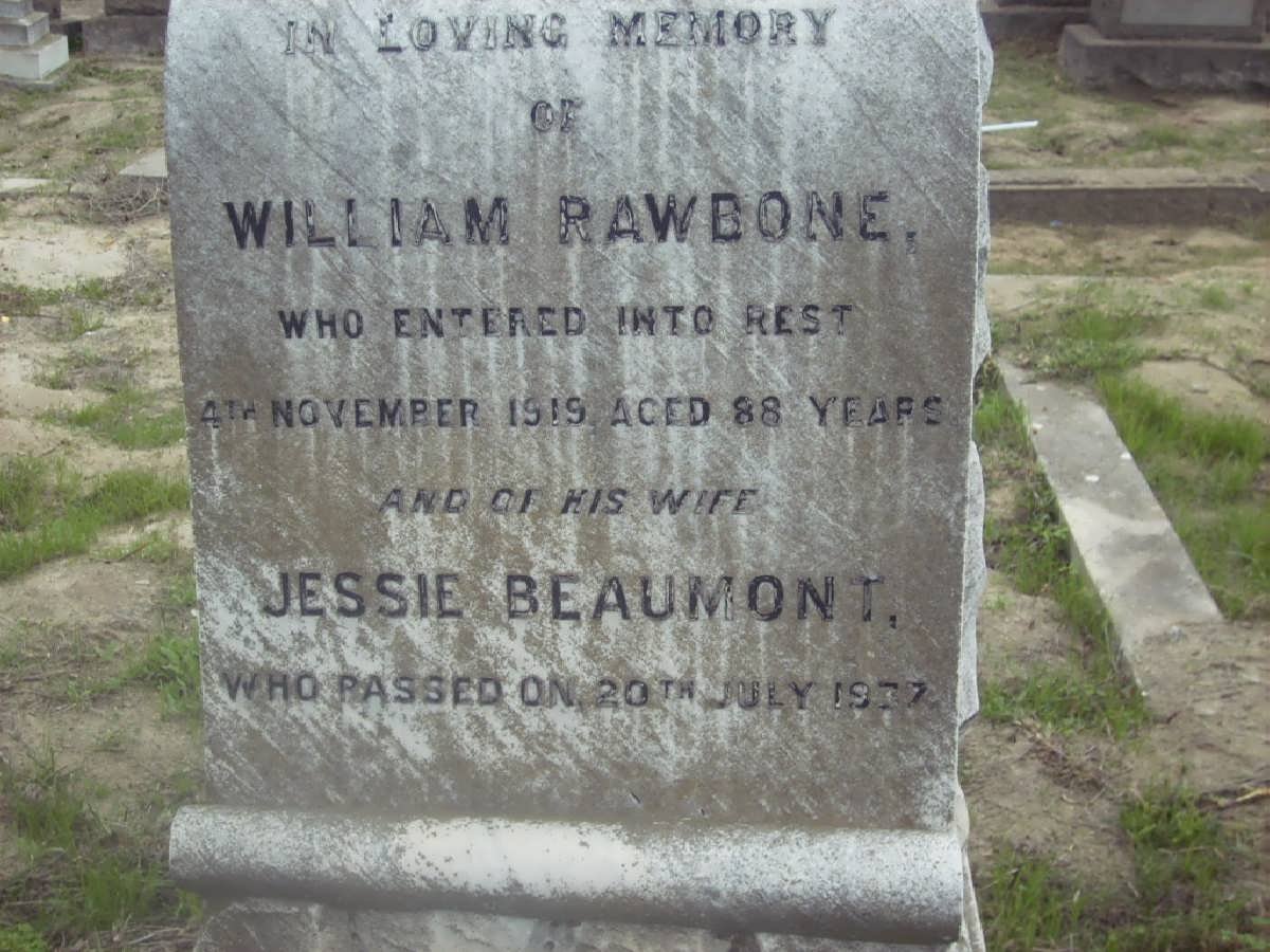 RAWBONE William -1919 &amp; Jessie BEAUMONT -1927
