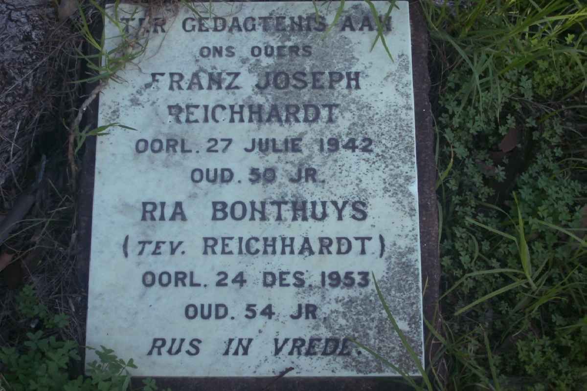 REICHHARDT Franz Joseph -1942 :: BONTHUYS Ria formerly REICHHARDT -1953