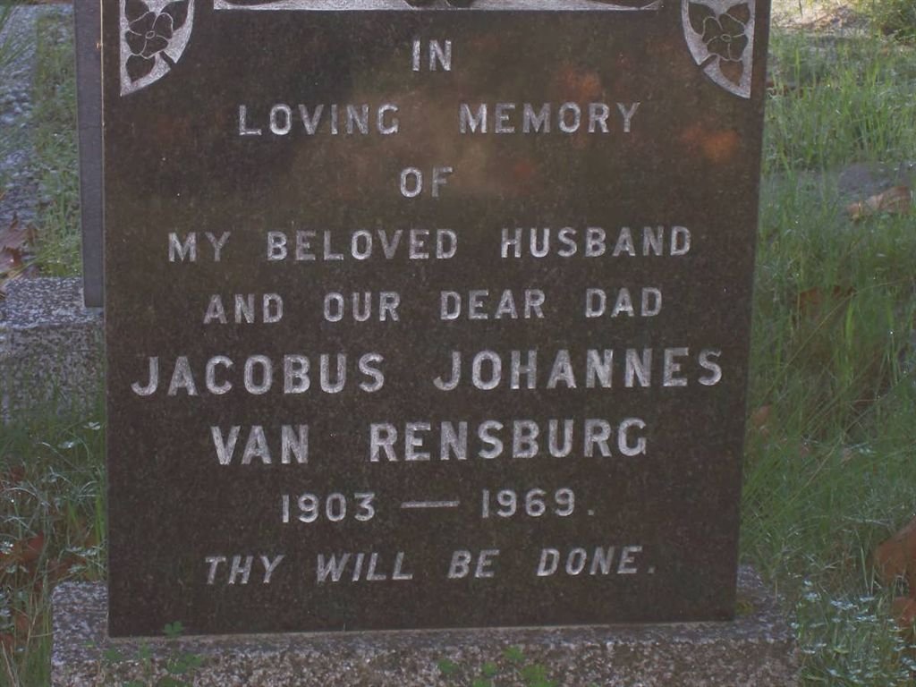 RENSBURG Jacobus Johannes, van 1903-1969