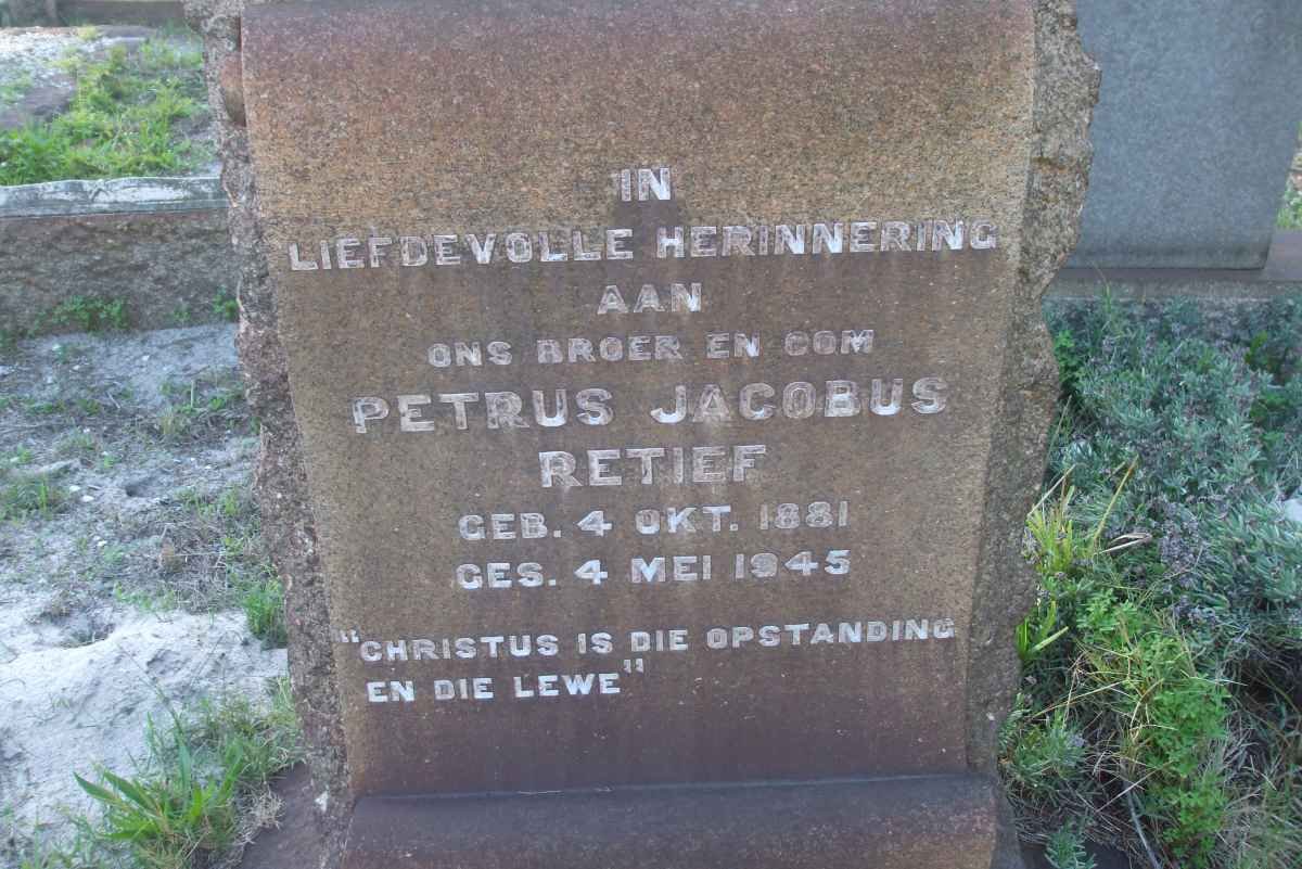 RETIEF Petrus Jacobus 1881-1945