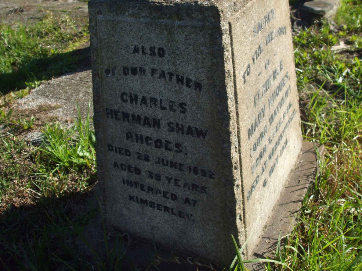 RHODES Charles Herman Shaw -1892