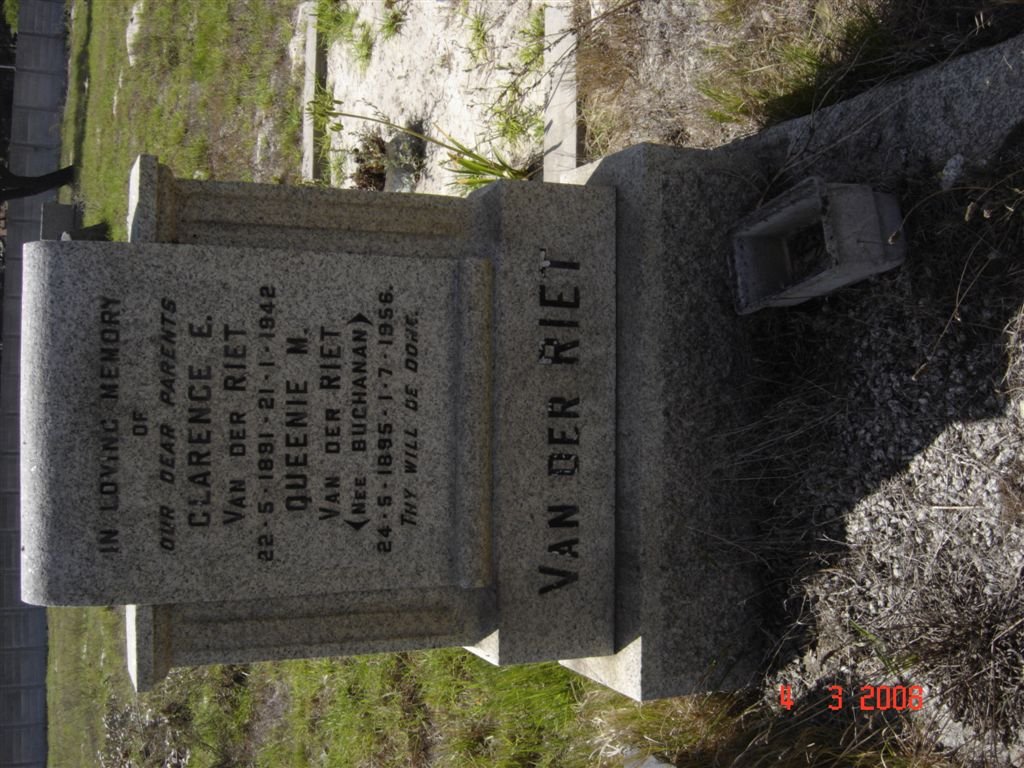RIET Clarence E., van der 1891-1942 &amp; Queenie M. BUCHANAN 1895-1956