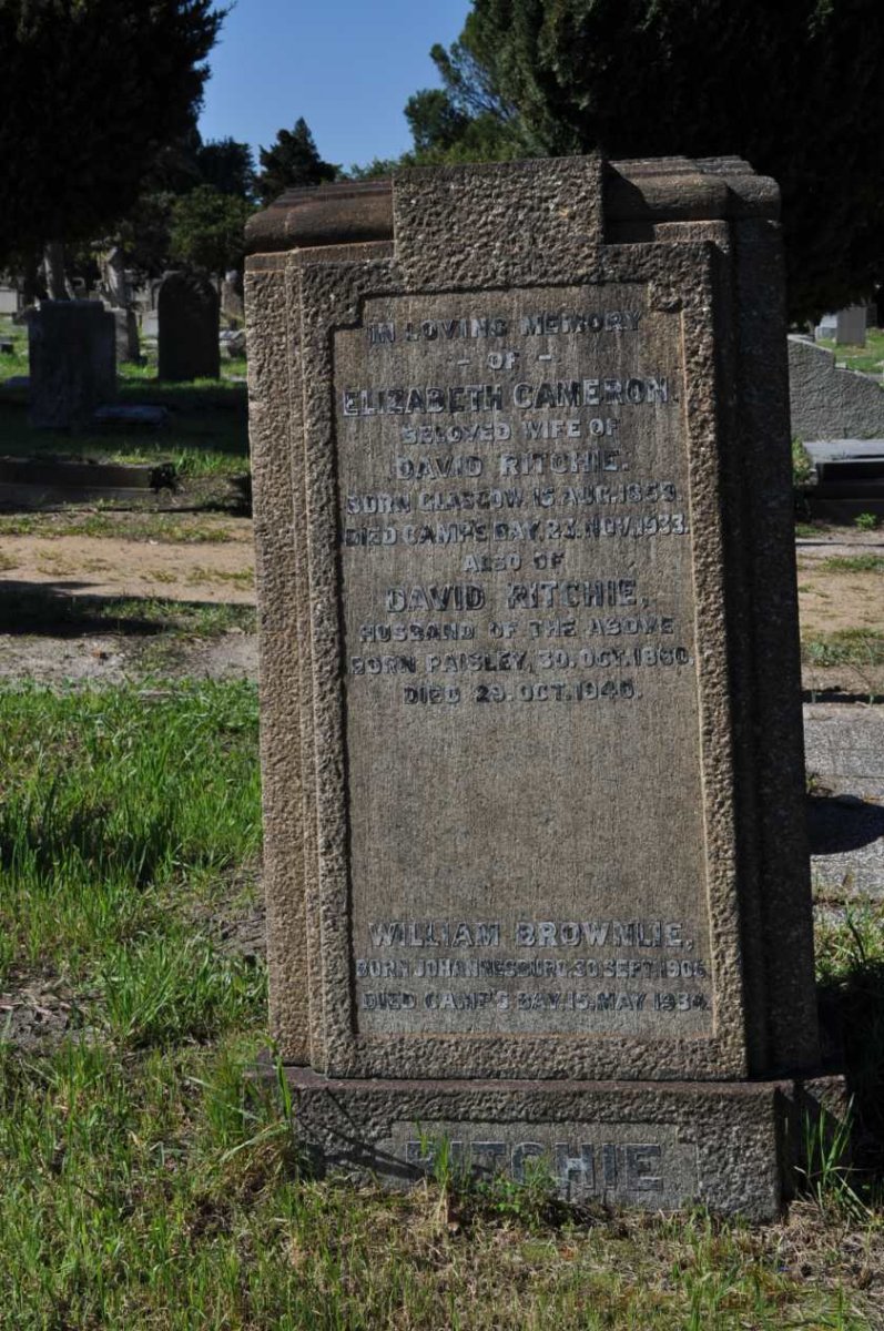 RITCHIE David 1860-1940 &amp; Elizabeth Cameron 1859-1933 :: BROWNLIE William 1905-1934