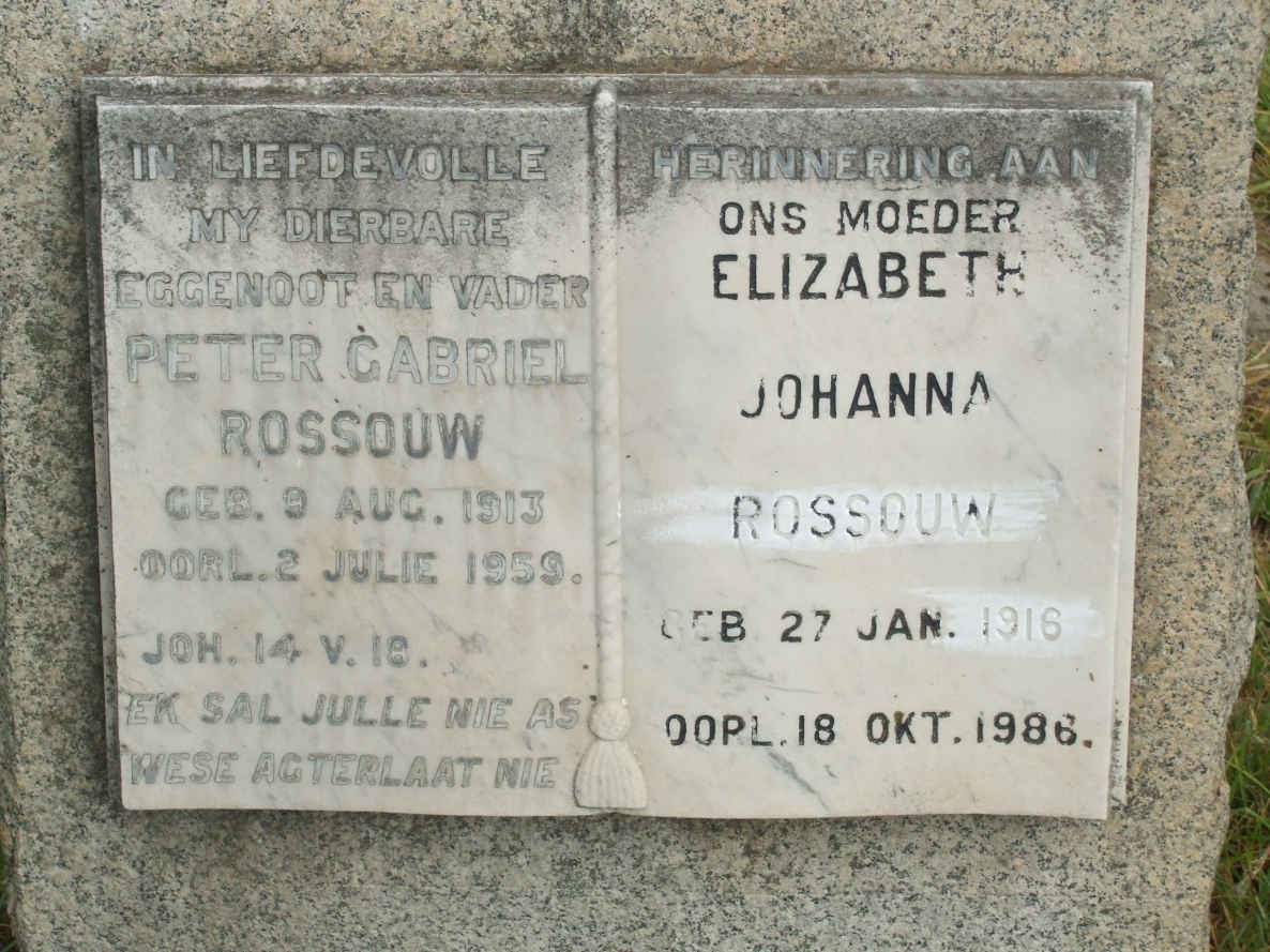 ROSSOUW Peter Gabriel 1913-1959 &amp; Elizabeth Johanna 1916-1986