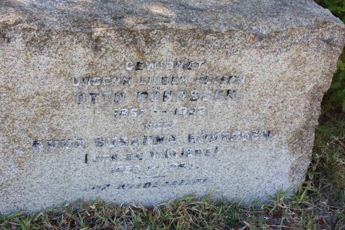 RÖHRSSON Otto 1857-1922 &amp; Anna Susanna DE VILLIERS 1858-1943