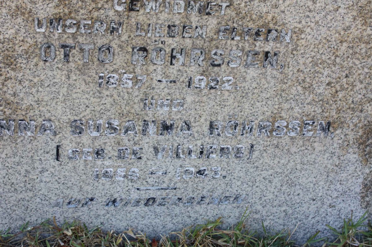 RÖHRSSON Otto 1857-1922 &amp; Anna Susanna DE VILLIERS 1858-1943