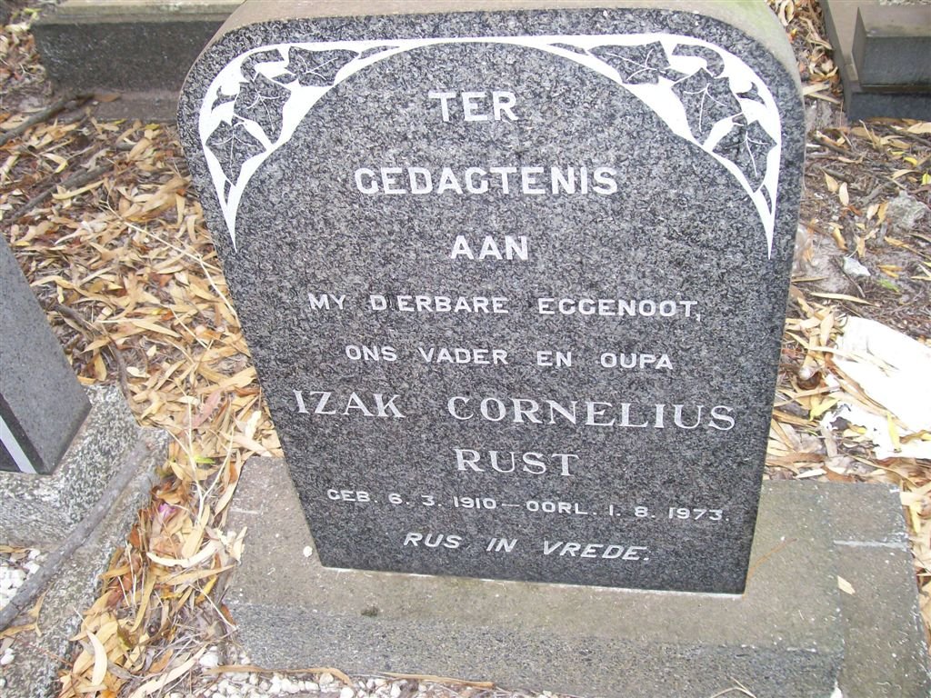RUST Izak Cornelius 1910-1973