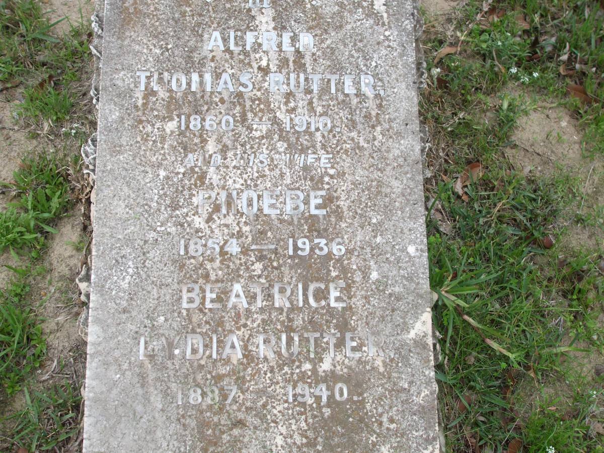 RUTTER Alfred Thomas 1860-1910 &amp; Phoebe 1854-1936 :: RUTTER Beatrice Lydia 1887-1940