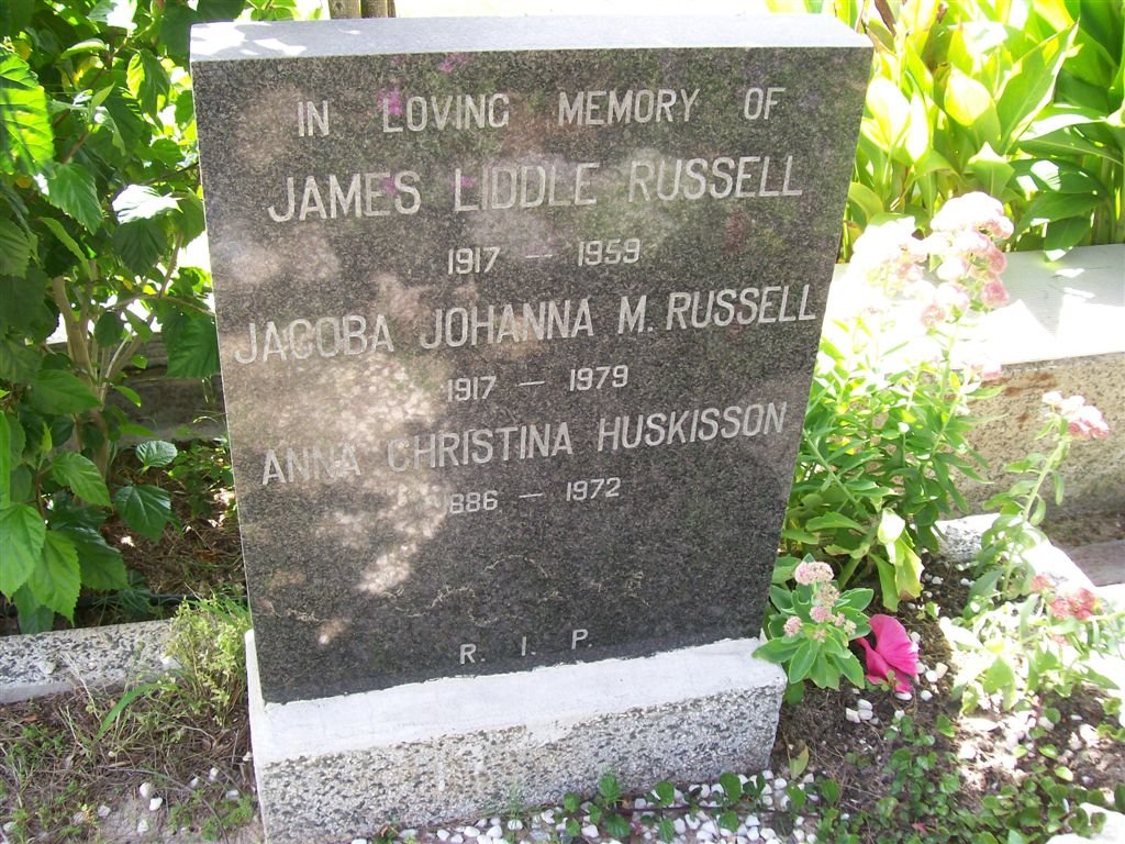 RUSSEL James Liddle 1917-1959 &amp; Jacoba Johanna M. 1917-1979 :: HUSKISSON Anna Christina 1886-1972