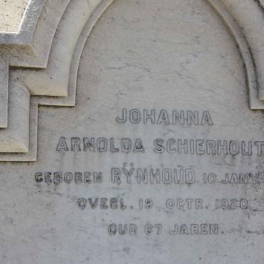 SCHIERHOUT Johanna Arnolda nee RYNHOUD 1853-1920