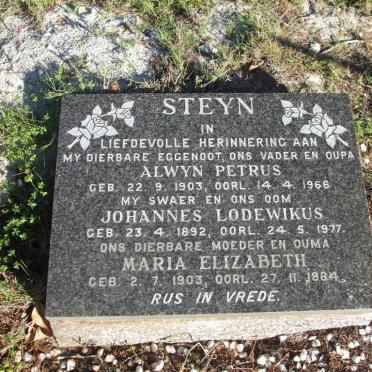 STEYN Alwyn Petrus 1903-1966 &amp; Maria Elizabeth 1903-1984