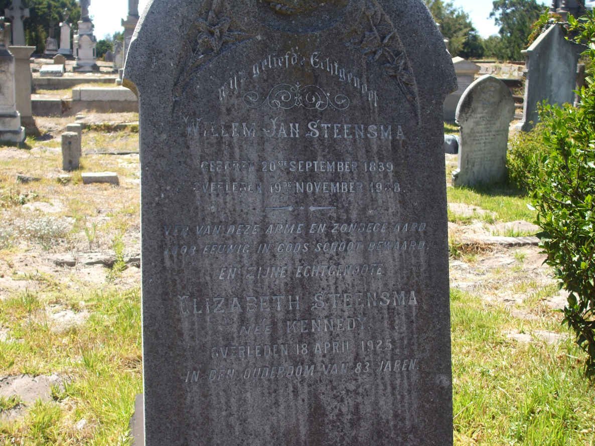 STEENSMA Willem Jan 1839-1908 &amp; Elizabeth KENNEDY -1925