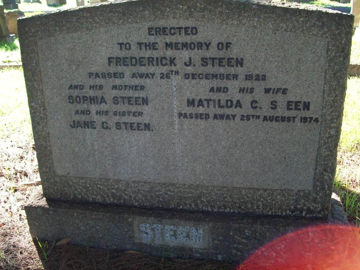 STEEN Frederick J. -1922 &amp; Matilda C. -1974 :: STEEN Sophia :: STEEN Jane C.