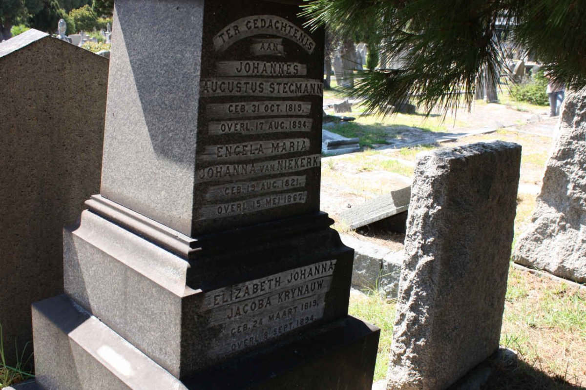 STEGMANN Johannes Augustus 1819-1894 :: VAN NIEKERK Engela Johanna 1821-1862 :: KRYNAUW Elizabeth Johanna Jacoba 1819-1894