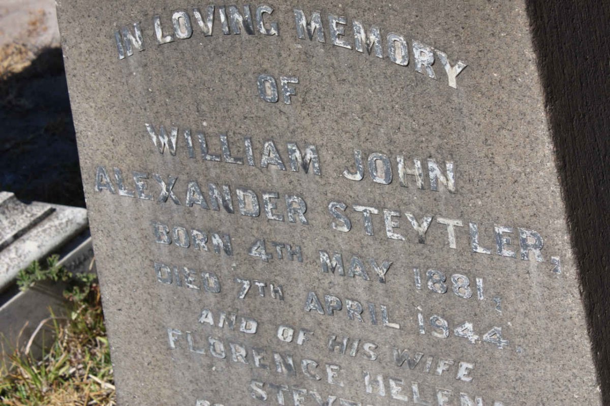 STEYTLER William John Alexander 1881-1944 &amp; Florence Helena STEPHENSON -1946