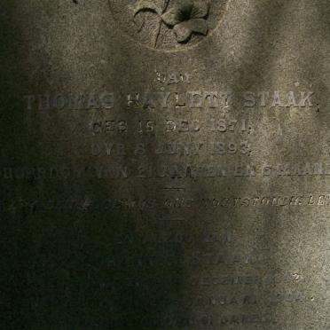STAAK Johannes 1842-1904 :: STAAK  Thomas Haylett 1871-1893 :: STAAK Hendrik E. 1895-1904