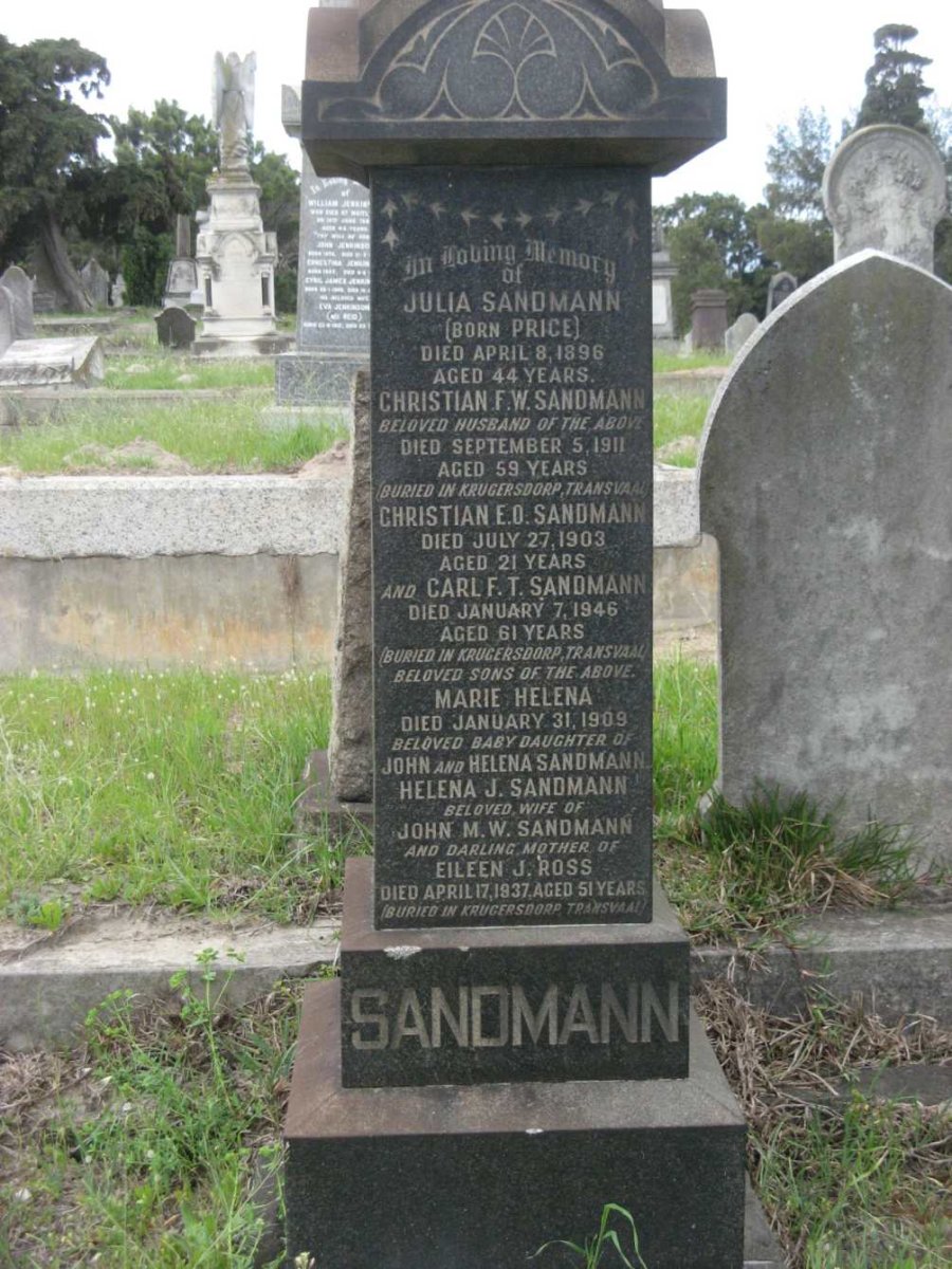 SANDMANN Christian F.W. -1911 &amp; Julia PRICE -1896 :: SANDMANN Christian E.O. -1903