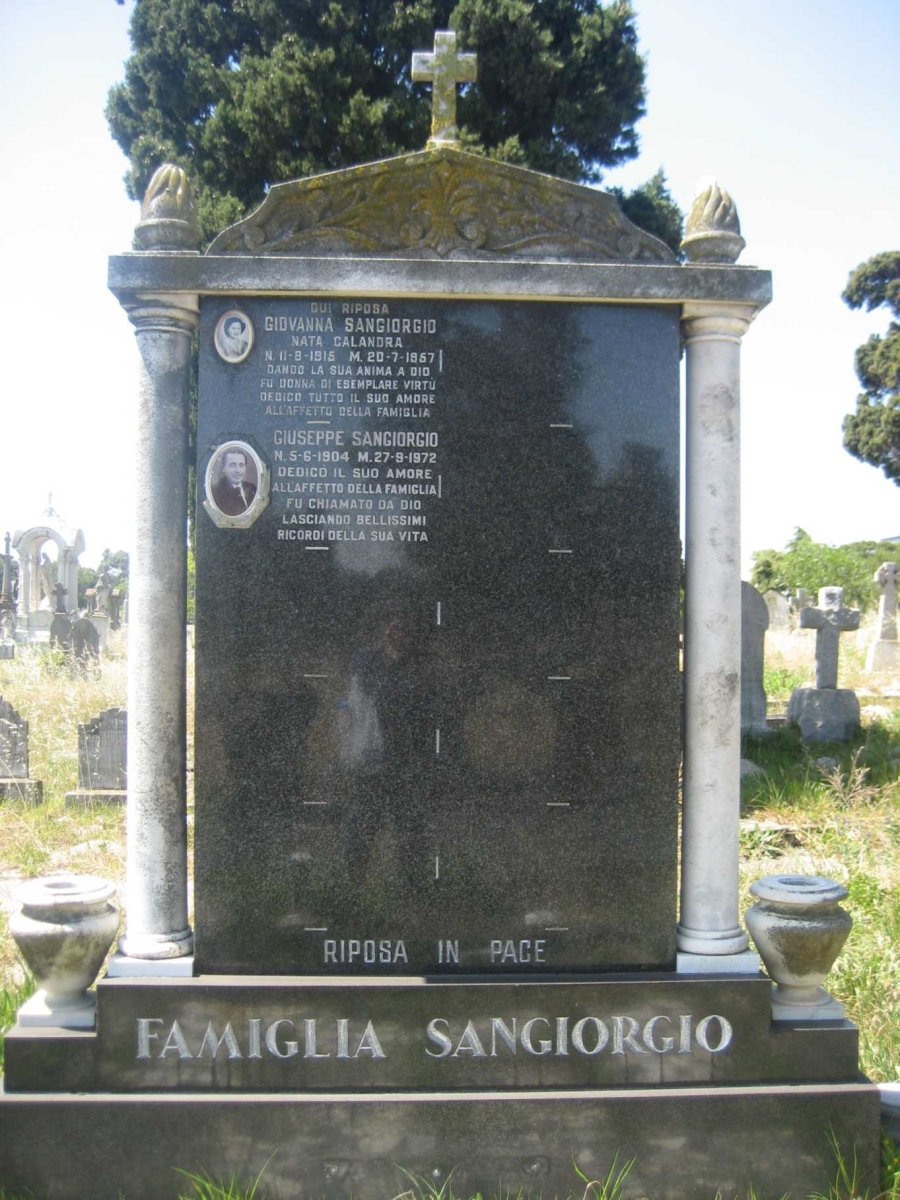 SANGIORGIO Giuseppe 1904-1972 &amp; Giovanna CALANDRA 1915-1957