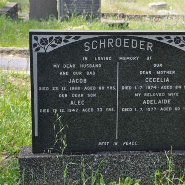 SCHROEDER Jacob -1968 &amp; Cecelia -1974 :: SCHROEDER Alec -1942 :: SCHROEDER Adelaide -1977
