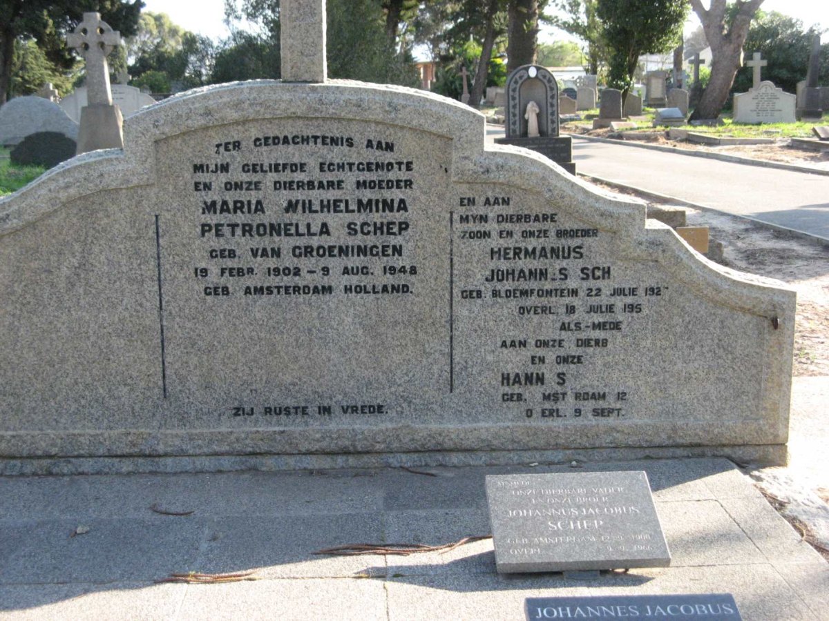 SCHEP Maria Wilhelmina Petronella 1902-1948 :: SCHEP Hermanus Johannes 1927-195? :: SCHEP Johannes Jacobus 1900-1966
