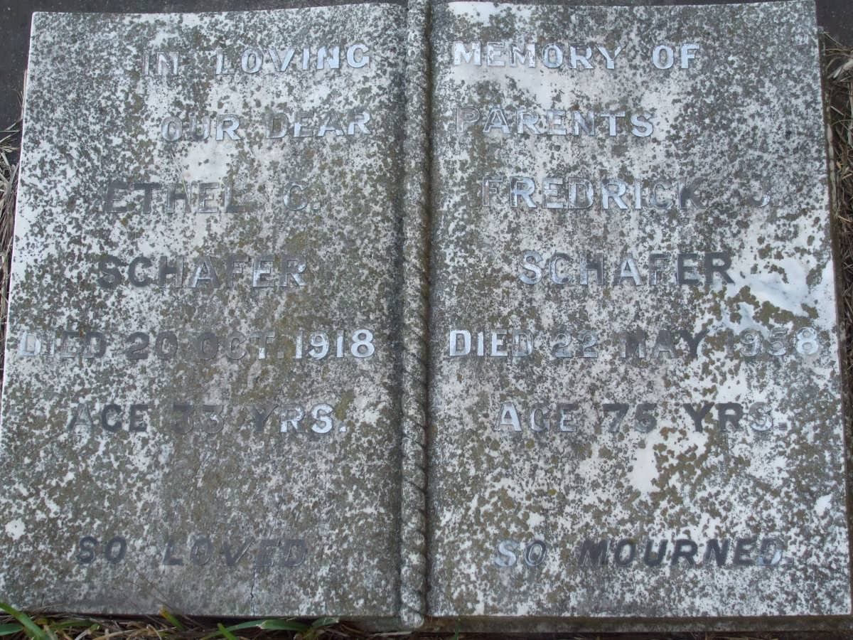SCHAFER Fredrick -1958 &amp; Ethel C. -1918