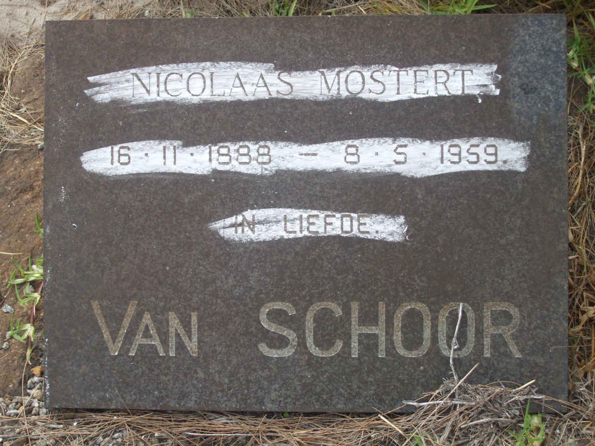 SCHOOR Nicolaas Mostert, van 1888-1959