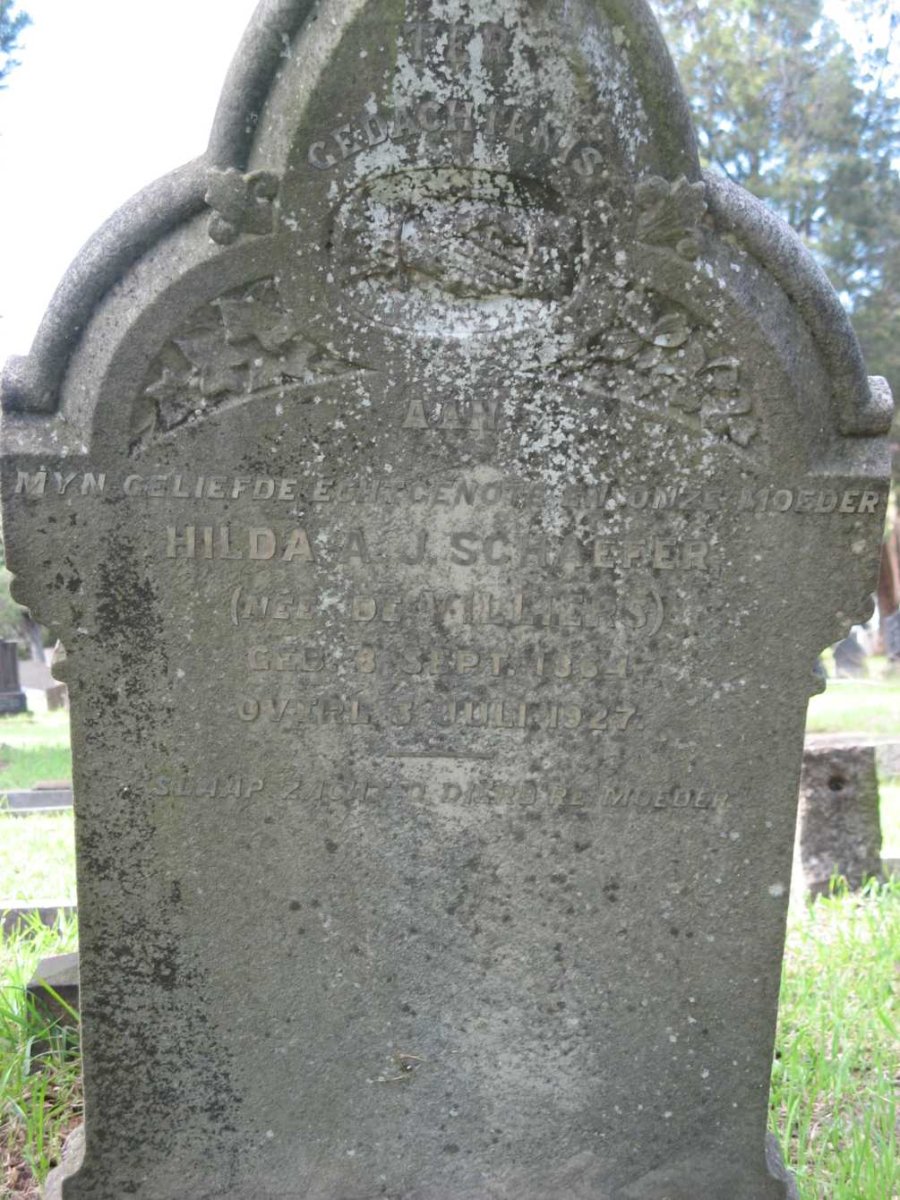 SCHAEFER Hilda A.J. nee DE VILLIERS 1864-1927
